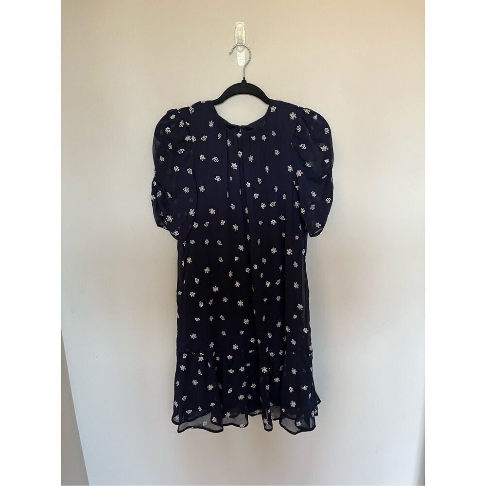 DKNY navy white embroidered flower dress size 6